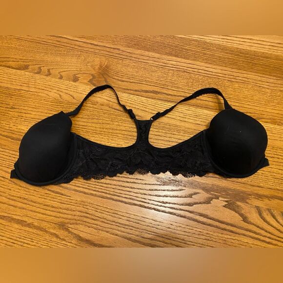Victoria’s Secret Black Razorback Lace Front Clasp Bra 34DD - Picture 6 of 11